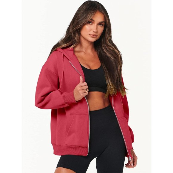 Women's Oversized Zip Up Hoodies Sweatshirts Y2K Clothes Jackets with Pockets - Picture 4 of 8